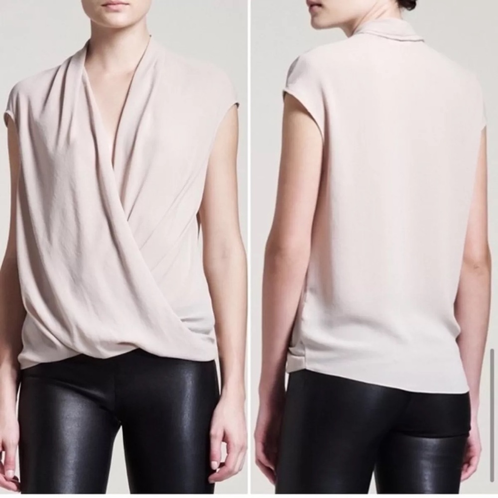 Helmut Lang Light Grey Cap Shroud Twist Top